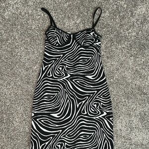 Zara Black and White Swirl Slip Dress
